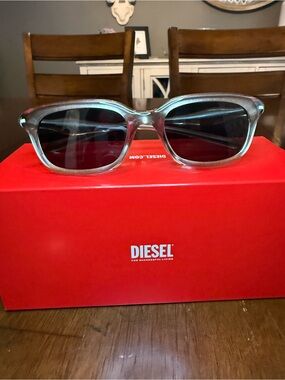 Diesel Translucent Beige Frame Sunglasses with Dark Lenses
